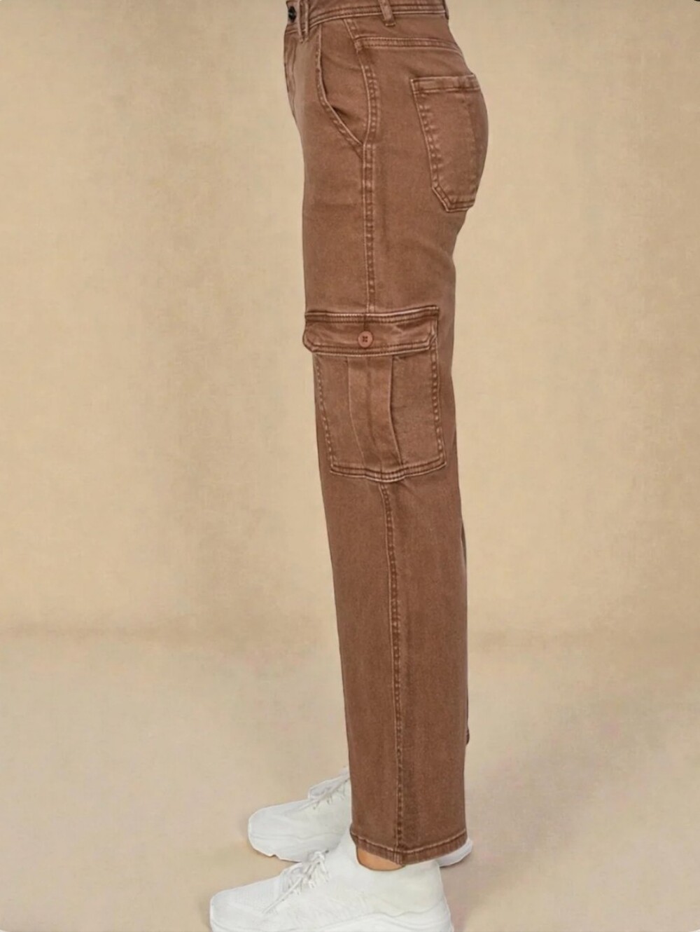 Risen Cocoa Utility Cargo Jeans High Rise Relaxed Fit Cargo Denim Y2K Street 26 - Picture 3 of 16